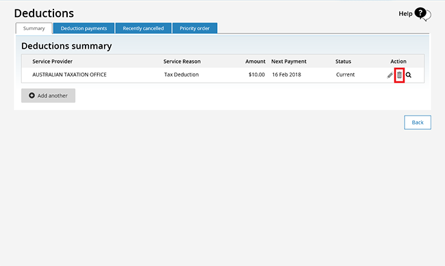 Managing tax deductions with your Centrelink online account – online help - Step 4a