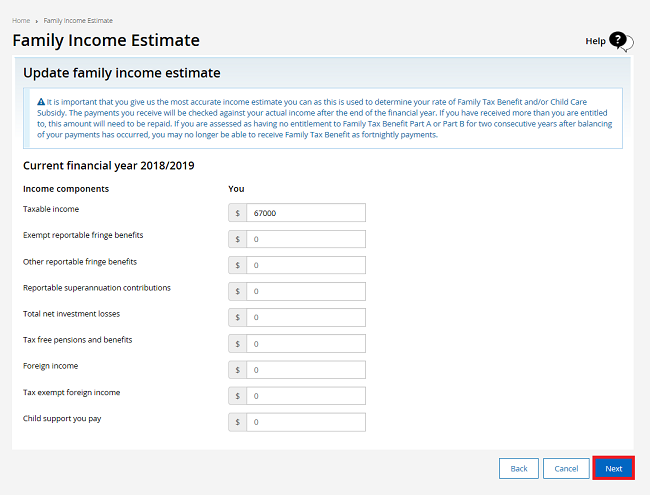 centrelink-online-account-help-update-your-family-income-estimate-and