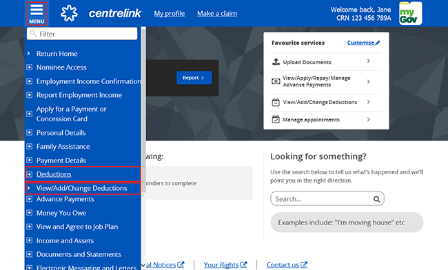 Centrelink online account help - Cancel a current Centrepay deduction ...
