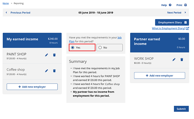 Centrelink report update failed 2020