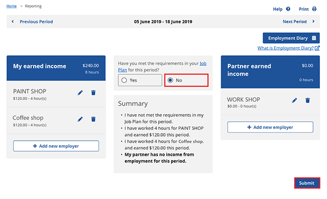 Centrelink report update failed 2020