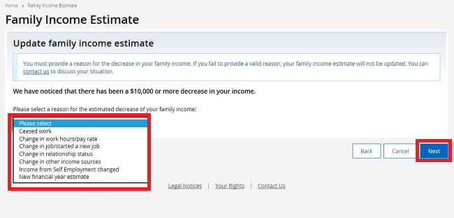 centrelink-online-account-help-update-your-family-income-estimate-and