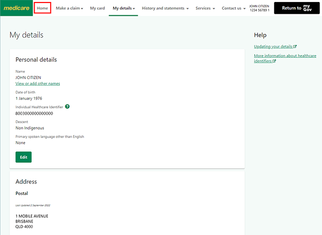 Medicare Online Account Help - Update Your Personal Details - Services 
