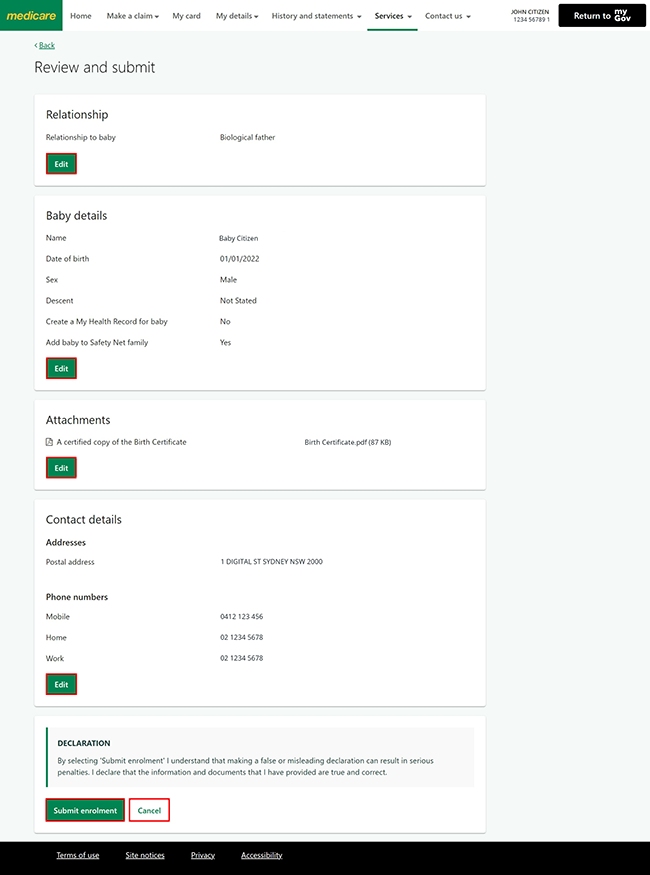 Medicare online account help - Enrol a baby in Medicare - Services ...